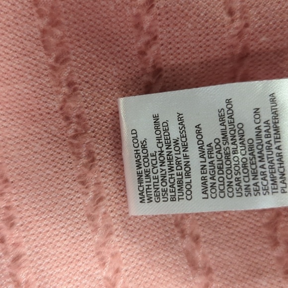 Weatherproof Cable Knit Knot Sweater Top Cardigan Pink L preppy cottagecore - Picture 7 of 7